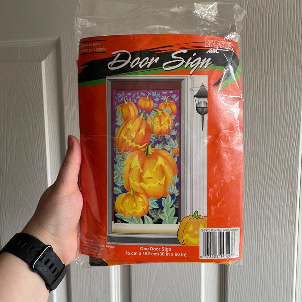 🎃 Vintage Halloween Jack O Lantern Door Cover 30x60 Pumpkin